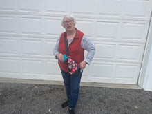 Load image into Gallery viewer, faux leather, water resistant canvas   Lipstick print and black  3 pockets, 1 for your weapon and extra for those every day essentials.[