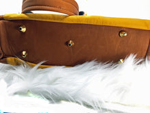 Load image into Gallery viewer, tote handbag in 2-toned Goatskin Leather, saddle tan and butterscotch The Sara 5