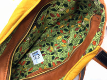 Load image into Gallery viewer, tote handbag in 2-toned Goatskin Leather, saddle tan and butterscotch The Sara 3