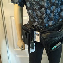 Load image into Gallery viewer, black leather concealed carry fanny waist pack 7
