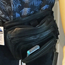 Load image into Gallery viewer, black leather concealed carry fanny waist pack 6