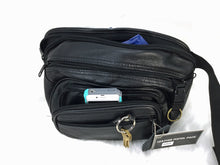Load image into Gallery viewer, black leather concealed carry fanny waist pack 4