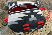 Load image into Gallery viewer, Black and Red Pendleton Wool Toiletry Dopp kit 4