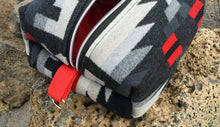 Load image into Gallery viewer, Black and Red Pendleton Wool Toiletry Dopp kit 5