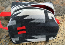 Load image into Gallery viewer, Black and Red Pendleton Wool Toiletry Dopp kit 7