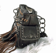 Load image into Gallery viewer, Montana West Saddle Brown Fringed Satchel concealed carry handbag 4