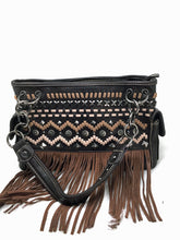 Load image into Gallery viewer, Montana West Saddle Brown Fringed Satchel concealed carry handbag 3