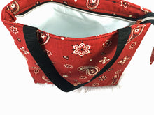 Load image into Gallery viewer, Red Bandanna Insulated lunch sack 2
