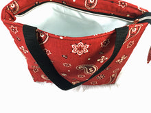 Load image into Gallery viewer, Red Bandanna Insulated lunch sack 2