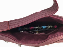 Load image into Gallery viewer, Wine colored multi pocket leather concealed carry purse 3