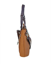 Load image into Gallery viewer, Classic quilt look saddle tan leather concealed carry tote bag 3
