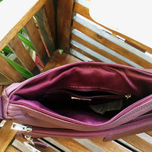 Load image into Gallery viewer, Wine colored Carolyn multi pocket leather concealed carry purse 5