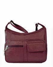 Load image into Gallery viewer, Wine colored multi pocket leather concealed carry purse 1