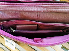 Load image into Gallery viewer, Wine colored Carolyn multi pocket leather concealed carry purse 4