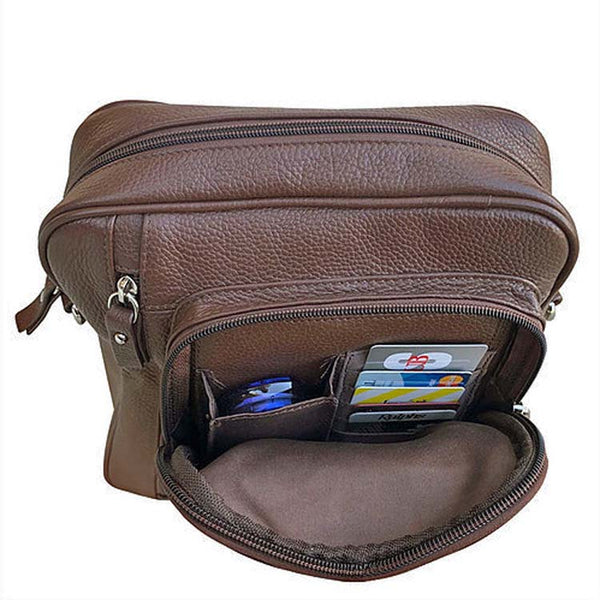Leather Cross Body, Brown, concealed carry bag 2