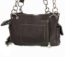 Load image into Gallery viewer, Montana West Chocolate Fringed Satchel concealed carry handbag 7