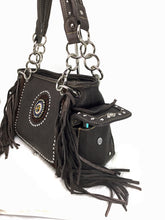 Load image into Gallery viewer, Montana West Chocolate Fringed Satchel concealed carry handbag 5