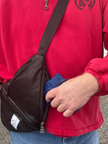 Belle & Rae leather sling pack concealed carry bag