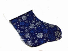 Load image into Gallery viewer, Handcrafted Christmas Stockings, blue snowflakes 1
