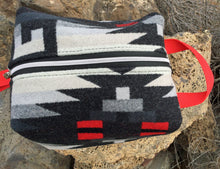 Load image into Gallery viewer, Black and Red Pendleton Wool Toiletry Dopp kit 2
