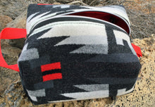 Load image into Gallery viewer, Black and Red Pendleton Wool Toiletry Dopp kit 7
