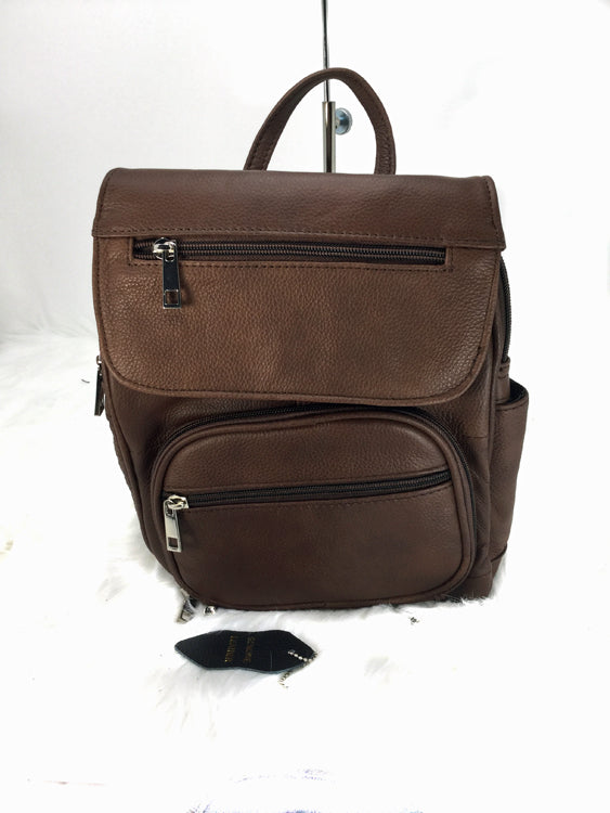 Brown Leather Concealment Backpack 1