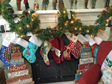 Load image into Gallery viewer, Handcrafted Christmas Stockings, blue snowflakes 3
