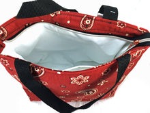 Load image into Gallery viewer, Red Bandanna Insulated lunch sack 3
