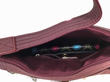 Load image into Gallery viewer, Wine colored multi pocket leather concealed carry purse 3
