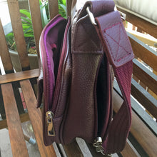 Load image into Gallery viewer, Wine colored Carolyn multi pocket leather concealed carry purse 3
