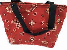 Load image into Gallery viewer, red bandanna white lunch sack 750
