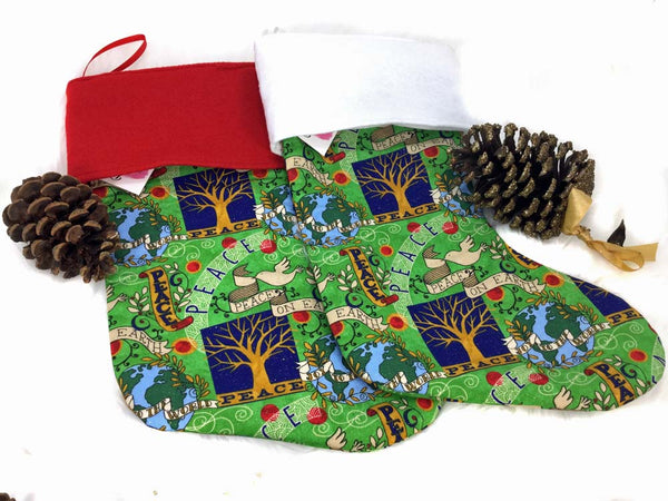 Handcrafted Christmas Stocking &#8211; Tree of Life with White Cuff 2